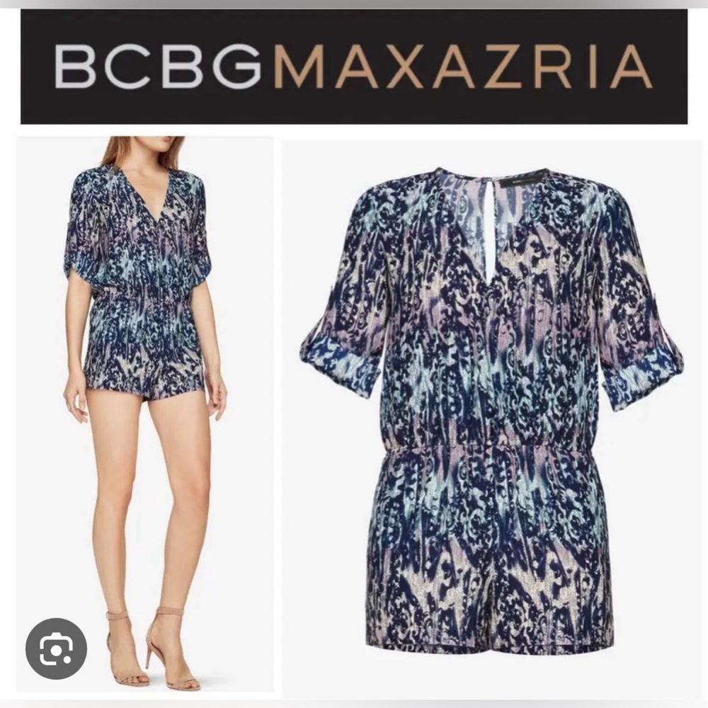 BCBGMAXAZRIA Blue Purple Cade Romper / Jumpsuit AFK9D662-C73 022017 CADE Vintage